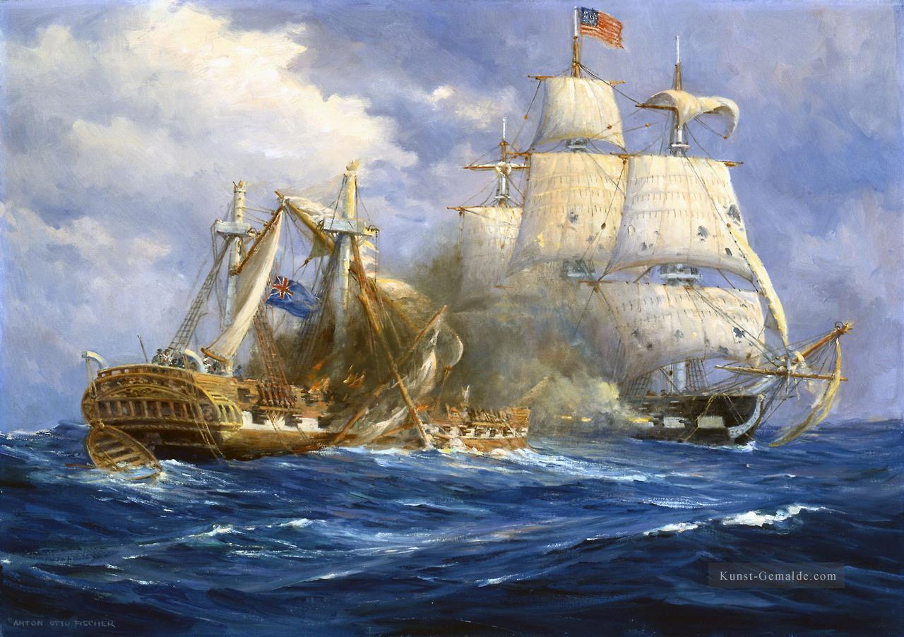 Kriegsschiff Seeschlacht nach Amerika Ölgemälde